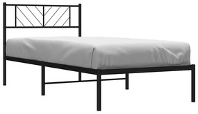 Estrutura de cama com cabeceira 100x200 cm metal preto