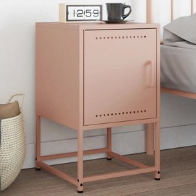 vidaXL Mesa de cabeceira 36x39x60,5 cm aço rosa