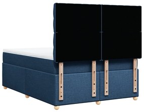 Cama com molas/colchão 140x200 cm tecido azul