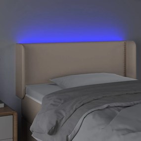 Cabeceira cama LED couro artificial 103x16x78/88 cm cappuccino