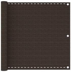 vidaXL Tela de varanda 90x600 cm PEAD castanho