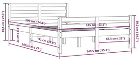 Estrutura de cama casal 135x190 cm madeira maciça