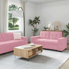 vidaXL Conjunto de Sofás 3 pcs Rosa 221 x 78 x 80 cm Veludo