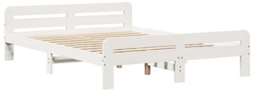 Cama sem colchão 150x200 cm madeira de pinho maciça branco