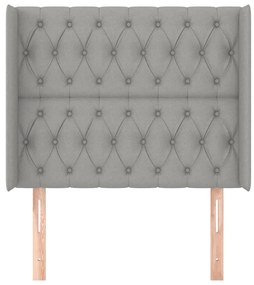 Cabeceira de cama c/ abas tecido 93x16x118/128cm cinzento-claro
