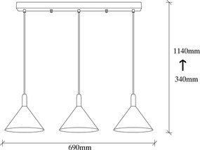 Chandelier Berceste – Preto – 37 cm Diâmetro, 122 cm Altura