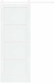 Porta Deslizante com Kit de Componentes Branca 78x202 cm Madeira Sólid