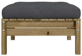 Apoios de pés p/ jardim c/ almofadões 2 pcs pinho impregnado