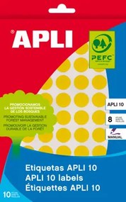 Etiquetas Autocolantes Redondas Apli 13 mm Amarelo (616 un.)