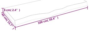 Bancada p/ WC 100x40x(2-6) cm madeira maciça tratada castanho
