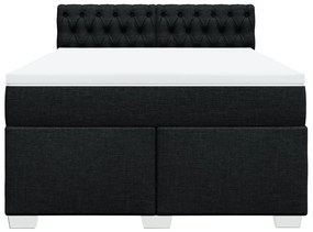 Cama com molas/colchão 140x200 cm tecido preto