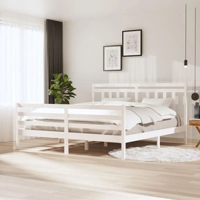 vidaXL Estrutura de cama super king 180x200 cm madeira maciça branco
