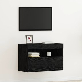 Cabinet de TV vidaXL com Luzes LED Carvalho Preto 60x30x40 cm