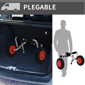 Carrinho de transporte dobrável para caiaque carga 75 kg de alumínio a