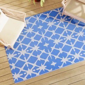 Tapete de exterior 140x200 cm ARAKIL PP azul e branco
