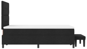 Cama Box Spring com Colchão e Banco Preto 120x200 cm Tecido