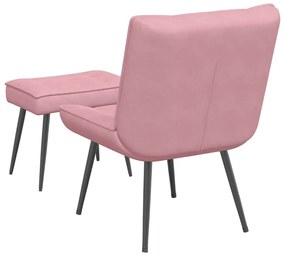 Cadeira de descanso com banco veludo rosa