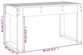 Banco de jardim 80x38x45cm madeira de pinho maciça castanho-mel