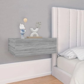 vidaXL Mesa cabeceira suspensa 40x30x15 cm madeira proc. sonoma cinza
