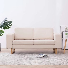 vidaXL Sofá de 2 lugares em tecido cor creme