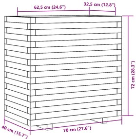 Vaso/floreira de jardim 70x40x72 cm pinho maciço castanho mel