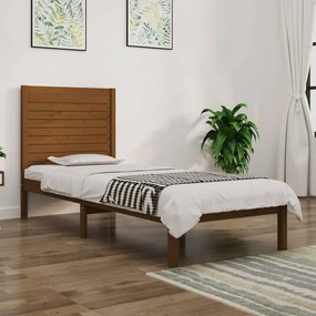 vidaXL Estrutura de cama solteiro 90x190cm madeira maciça castanho mel