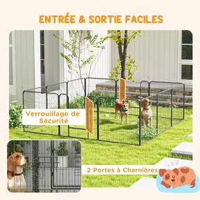 Recinto modular em aço com revestimento epóxi e porta com fechadura para cães e pequenos animais, para uso interior e exterior, 80 x 80 cm, cinzento