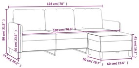 Sofá de 3 lugares com apoio de pés 180 cm veludo cinza-escuro
