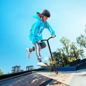 Trotinete de acrobacias para crianças com mais de 10 anos Trotinete profissional com 2 rodas e plataforma de alumínio Carga 100kg Preta