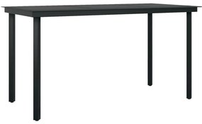 7 pcs conjunto de jantar para jardim cinzento e preto
