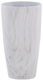 Conjunto de 2 vasos para plantas com efeito de mármore branca 32 x 32 x 58 cm LIMENARI Beliani