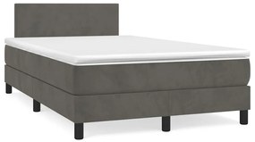 Cama box spring colchão LED 120x190cm couro artif. cinza-escuro