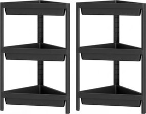 Conjunto de 2 estantes de canto com 3 níveis 26 x 44 x 67,5 cm em PP, estante de casa de banho desmontável com drenagem, organizador, para cozinha e q