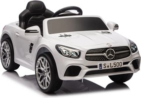 Carro elétrico para crianças até aos 5 anos Mercedes SL500, 12V com bateria de lítio, pneus borracha, controlo remoto Branco