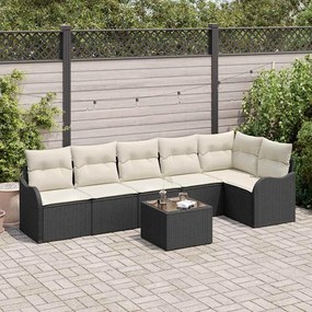 Conjunto de Sofá de Jardim de 6 Peças com Almofadas de Rattan Poliéster Marrom