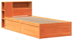 Cama sem colchão 75x190 cm madeira de pinho maciça castanho-mel