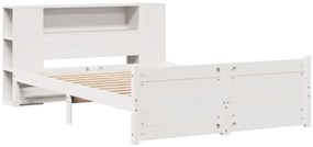 Cama com estante sem colchão 160x200 cm pinho maciço branco