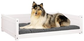 Cama para cães 95,5x65,5x28 cm madeira de pinho maciça branco