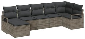 Conjunto de sofá de jardim de 7 peças com almofadas em rattan sintétic