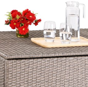 Caixa Arrumação Jardim para almofadas Polyrattan 75 x 75 x 70 cm 318L Creme