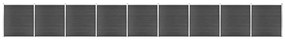 vidaXL Conjunto de painel de vedação WPC 1564x186 cm preto