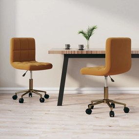 vidaXL Cadeiras de jantar giratórias 2 pcs veludo castanho