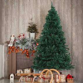 HOMCOM Árvore de Natal Artificial 180cm com 1000 Ramos de PVC Suporte Metálico Decoração de Natal para Interiores Ø102x180cm Verde