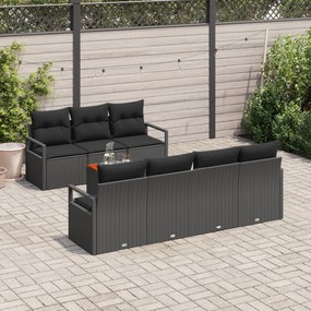Conjunto de Sofá de Jardim vidaXL 8 Peças com Almofadas Preto Rattan P
