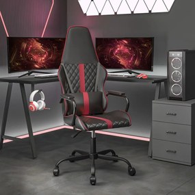 vidaXL Cadeira gaming couro artificial preto e vermelho tinto