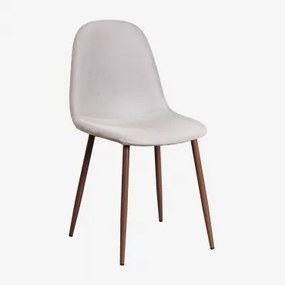 Pack De 2 Cadeiras De Jantar Glamm Madeira Escura & Linho Beige Creme & Linho - Sklum