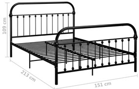 Estrutura de cama em metal 140x200 cm preto