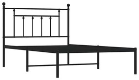 Estrutura de cama com cabeceira 100x200 cm metal preto