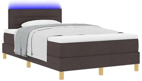 Cama Box Spring com Colchão e LED Castanha Escura 120x200 cm Tecido