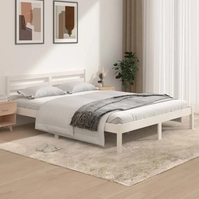 Estrutura de cama king 150x200 cm pinho maciço branco